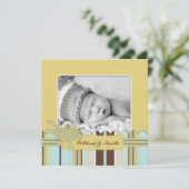 蛙が舞い上がるストライププリント誕生のお知らせ 案内状 (スタンド正面)