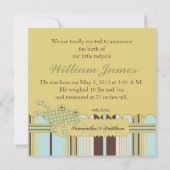 蛙が舞い上がるストライププリント誕生のお知らせ 案内状 (裏面)