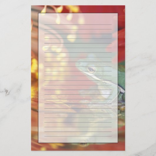 蛙と花の反射クレジット： 便箋 (正面)