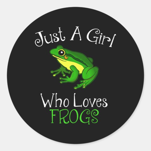 蛙を愛する女おもしろいの子 ラウンドシール (正面)