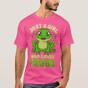 蛙を愛する女の子に過ぎないおもしろいカエル Tシャツ