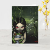 「蛙を愛する」グリーティングカード カード (黄色い花)