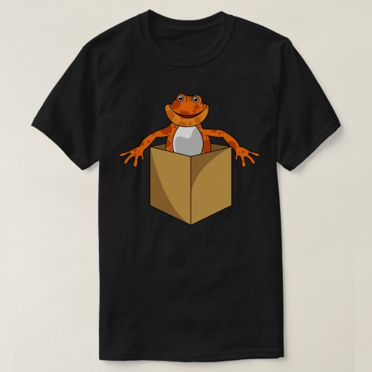 蛙熱狂するが箱から顔を出す Tシャツ (デザイン正面)