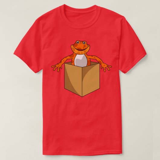 蛙熱狂するが箱から顔を出す Tシャツ (デザイン正面)