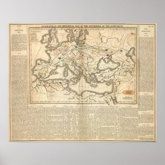 蛮族の侵入の地図 ポスター (正面)