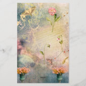 蛾とパンジーパーソナライズされたロマンチック文房具 便箋 (裏面)