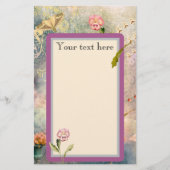 蛾とパンジーパーソナライズされたロマンチック文房具 便箋 (正面)