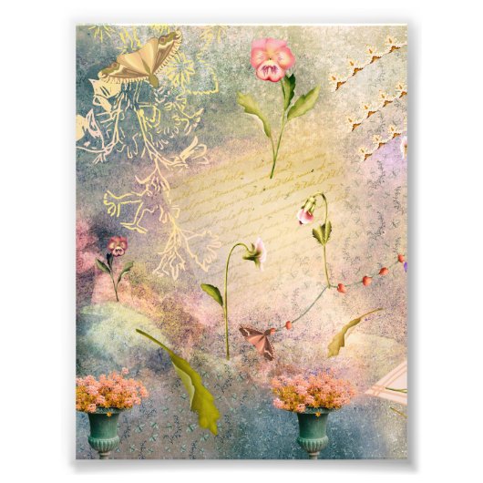 蛾とパンジー フォトプリント            (正面)