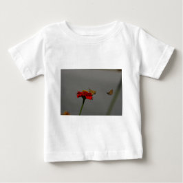 蛾と赤の《植物》百日草 ベビーTシャツ
