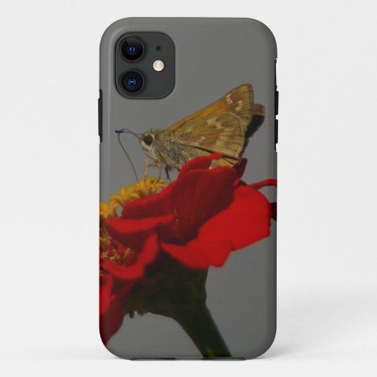 蛾と赤の《植物》百日草 Case-Mate iPhoneケース (裏面)