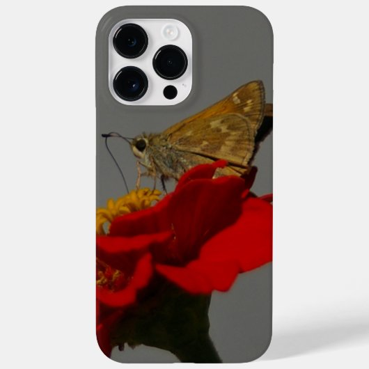 蛾と赤の《植物》百日草 Case-Mate iPhoneケース (裏面)