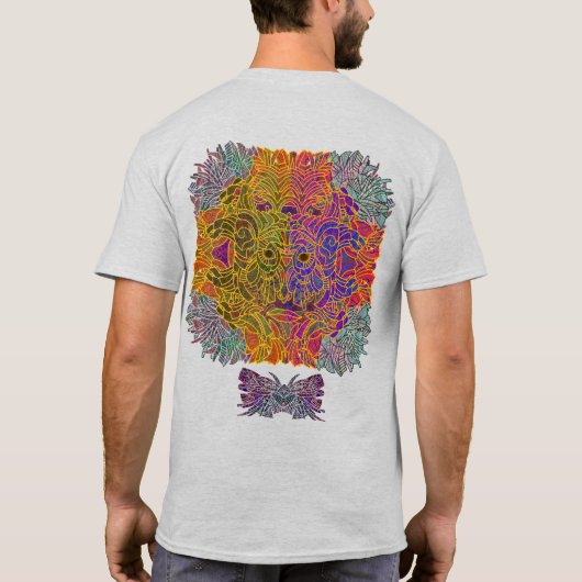 蛾のモチーフを持つ逆日が差すことマスク Tシャツ (裏面)