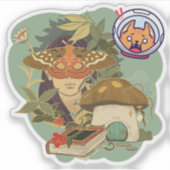 蛾の仮面の精霊と宇宙の猫: 魔法の森 シール (正面)