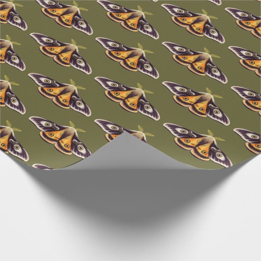 蛾の昆虫の芸術ゴブリンコアの土色ウィッチグリーン ラッピングペーパー (角)