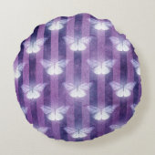 蛾の白い紫のパタストライプのーン神秘的 ラウンドクッション (裏面)