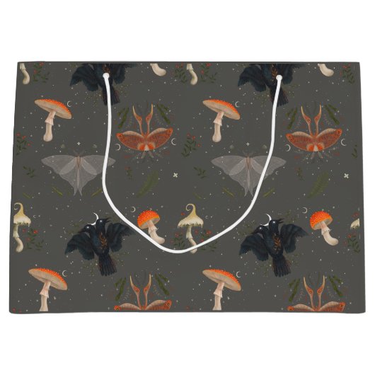 蛾の蝶のパターン ラージペーパーバッグ (正面)