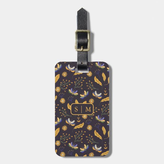 蛾の蝶パターン ラゲッジタグ (正面縦)