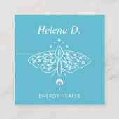 蛾バタフライムーンフェイズ霊気プラクティショナヨガ スクエア名刺 (正面)