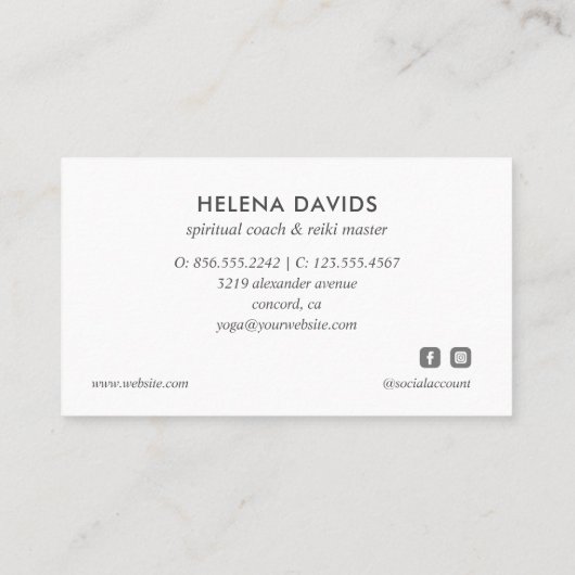 蛾バタフライムーンフェイズ霊気プラクティショナヨガ 名刺 (裏面)