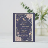 蛾、バラ、蓼の結婚式招待状ポストカード ポストカード (スタンド正面)