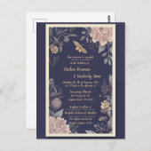 蛾、バラ、蓼の結婚式招待状ポストカード ポストカード (正面/裏面)