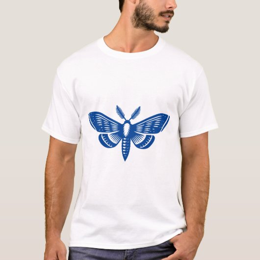 蛾 – 深い青 Tシャツ (正面)