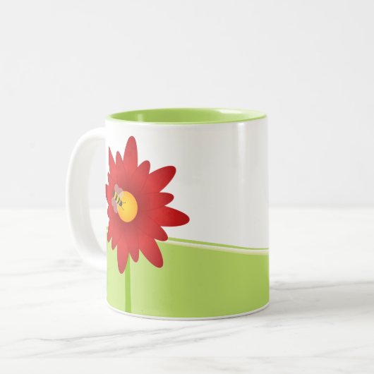 蜂およびデイジーの花園 ツートーンマグカップ (正面左)