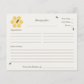 蜂およびハニカムブライダルシャワーレシピカード (正面)