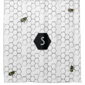 蜂および蜜蜂の巣のシャワー・カーテン シャワーカーテン (正面)