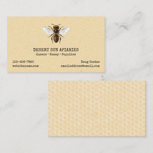 蜂および蜜蜂の巣 名刺 (正面/裏面)