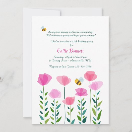 蜂がブーンと音を立てる招待状 招待状 (正面)