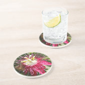 蜂が付いている赤い情熱の花 コースター (側面)