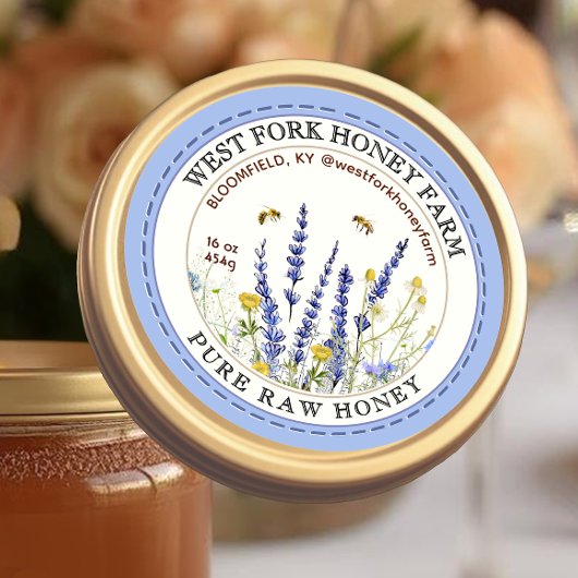 蜂が飛び散ったワイルドフラワーハニーラベル縁ど ラウンドシール