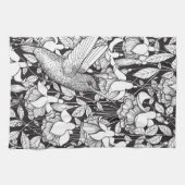 蜂すずめと明るい赤紫色 キッチンタオル (横)