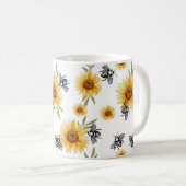 蜂とひまわり コーヒーマグカップ (正面右)