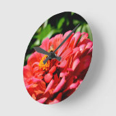 蜂とサンゴ《植物》百日草 ラウンド壁時計 (傾斜)