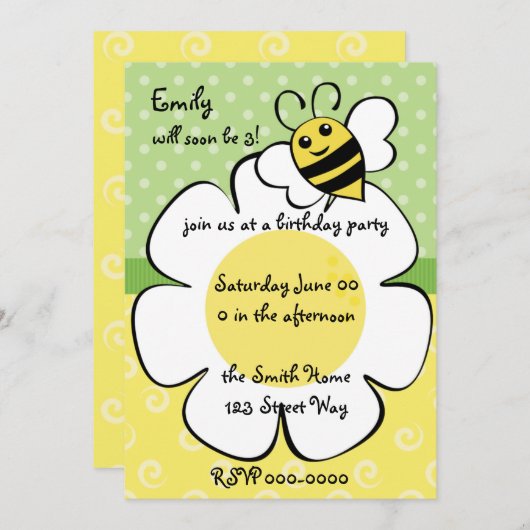 蜂とデイジー 招待状 (正面/裏面)