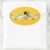 蜂とデイジー 楕円形シール (バッグ)
