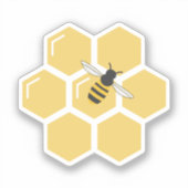 蜂とハニカムステッカー シール (正面)