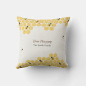 蜂とハニカムパターン クッション (裏面)