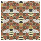 蜂とハニカムパターン ファブリック (クローズアップ)