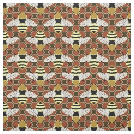 蜂とハニカムパターン ファブリック (見本)