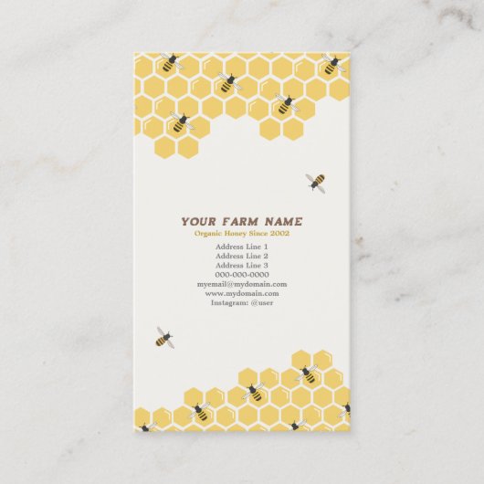 蜂とハニカムパターン 名刺 (正面)