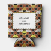 蜂とハニカムパターン 缶クーラー (正面)