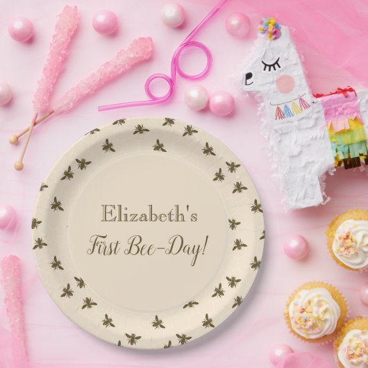 蜂とハニカム第1誕生日紙プレート ペーパープレート (パーティー)