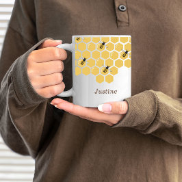 蜂とハニカム コーヒーマグカップ