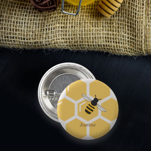 蜂とハニカム 缶バッジ