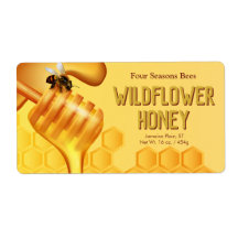 蜂とハニーディッパー黄色の金ゴールド製品ラベル