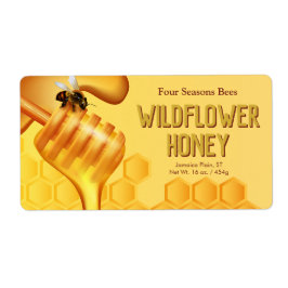 蜂とハニーディッパー黄色の金ゴールド製品ラベル ラベル