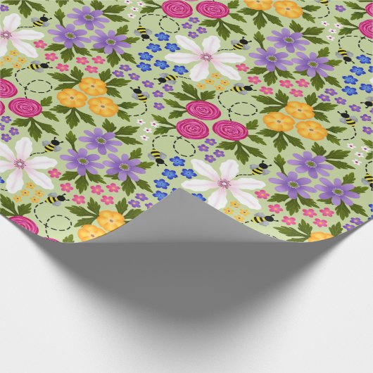 蜂とバターカップフローラ ラッピングペーパー (角)